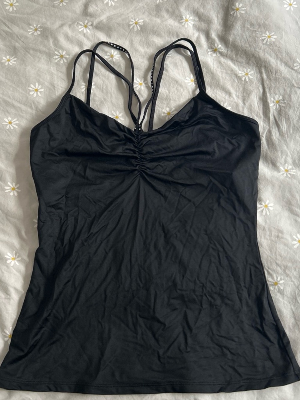 Boston Proper Black Double-Strap Ruched Camisole